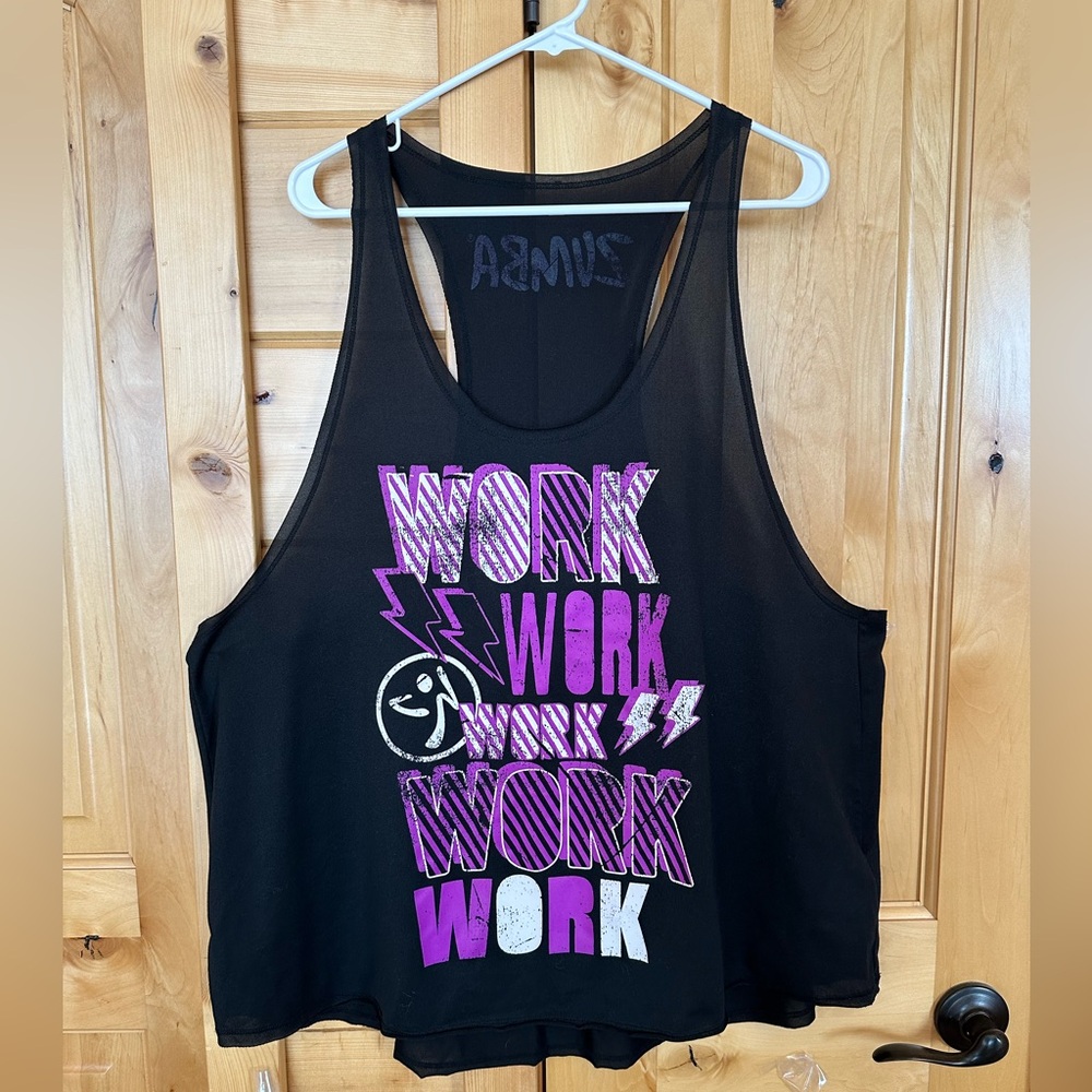 Zumba Women’s WORK XXL Racerback Dance Black Loose Fit Lightweight Workout Top - Picture 11 of 12